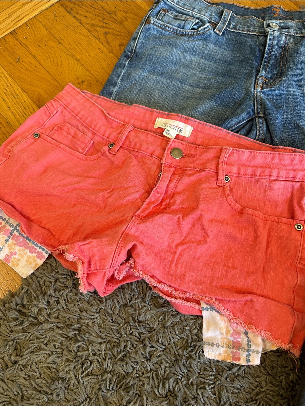 Bundle of Women’s Denim Shorts - Black, Coral, Light Blue - Picture 4 of 9
